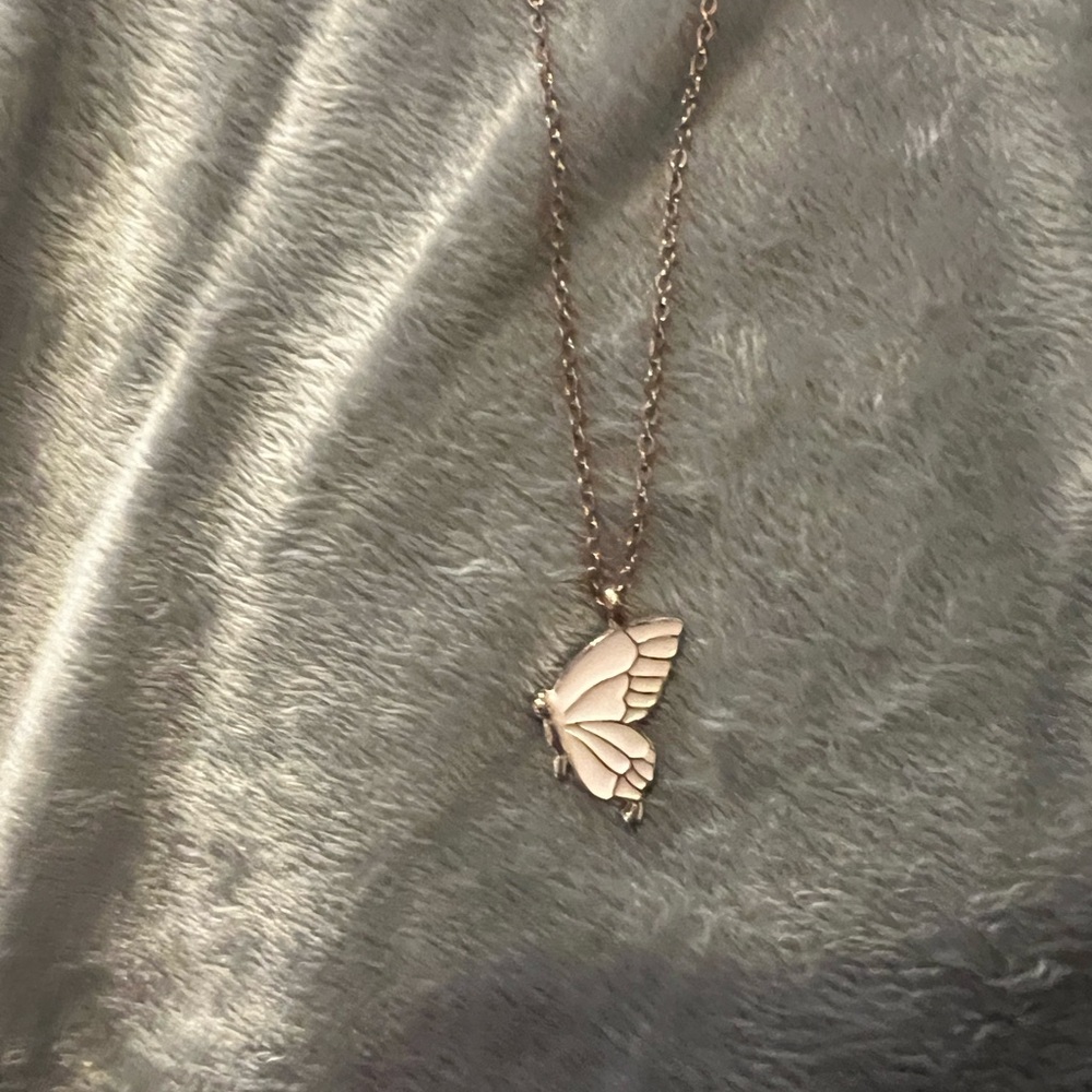 Rose Gold Butterfly Pendant Necklace